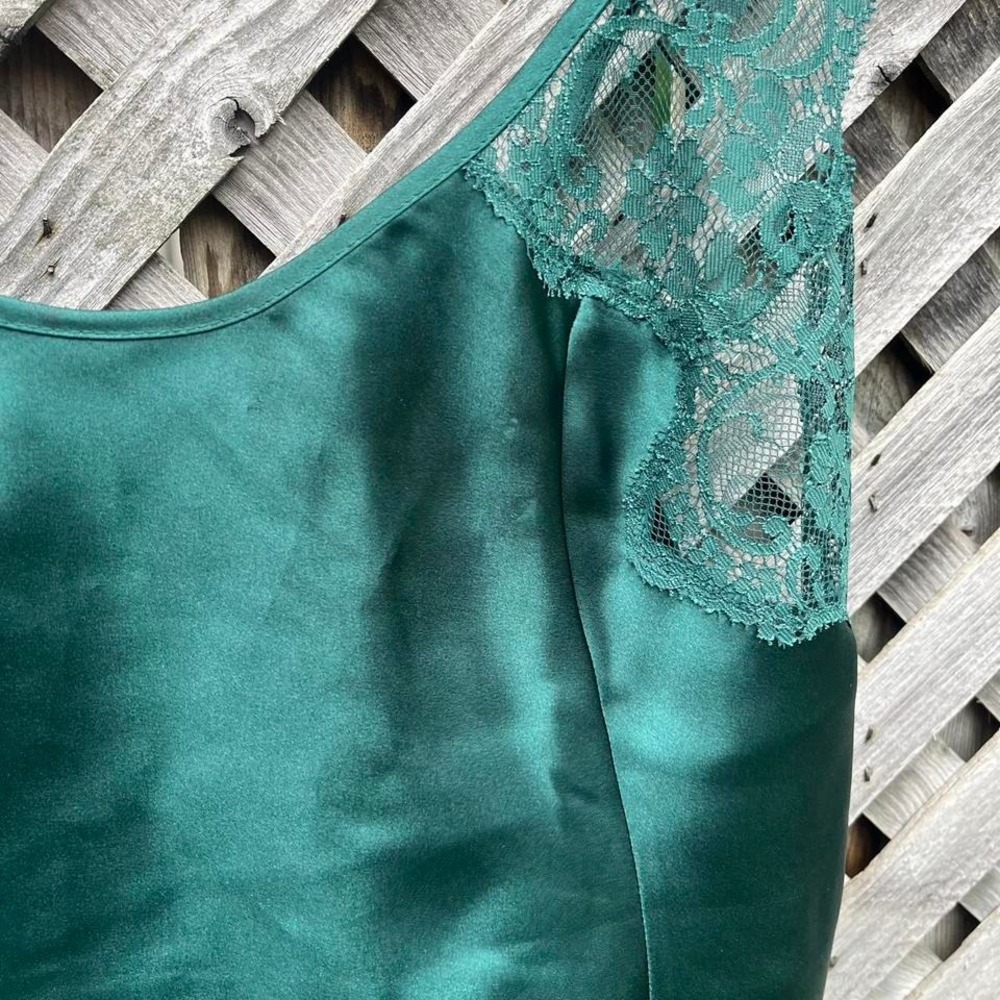 Victoria Secret Y2K Green Satin Lace Cami Coquette Whimsigoth Fairy Medium‎ - Picture 5 of 7